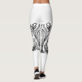 Art nouveau iris bloemenzwart en wit leggings (Achterkant)