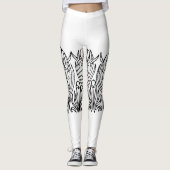 Art nouveau iris bloemenzwart en wit leggings (Voorkant)