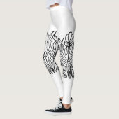 Art nouveau iris bloemenzwart en wit leggings (Links)