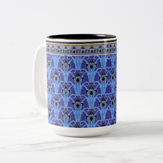 Art nouveau iris elegant bloemig Verneuil Tweekleurige Koffiemok (Voorkant links)