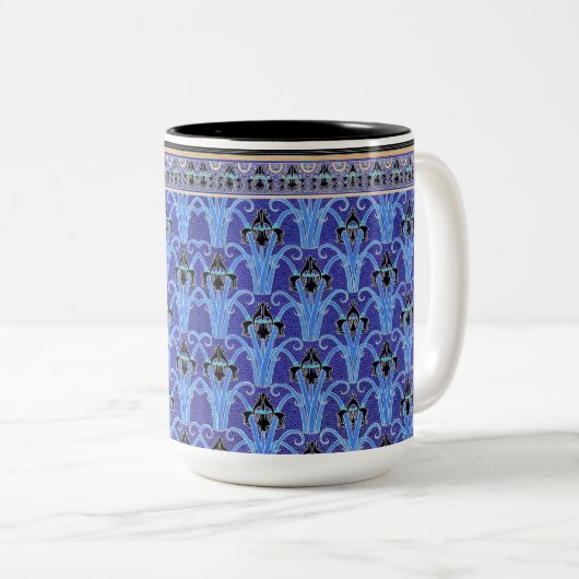 Art nouveau iris elegant bloemig Verneuil Tweekleurige Koffiemok (Voorkant rechts)