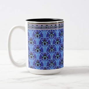 Art nouveau iris elegant bloemig Verneuil Tweekleurige Koffiemok