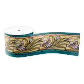 Art Nouveau Iris Floral Flowers Ribbon Grosgrain Lint (Spoel)
