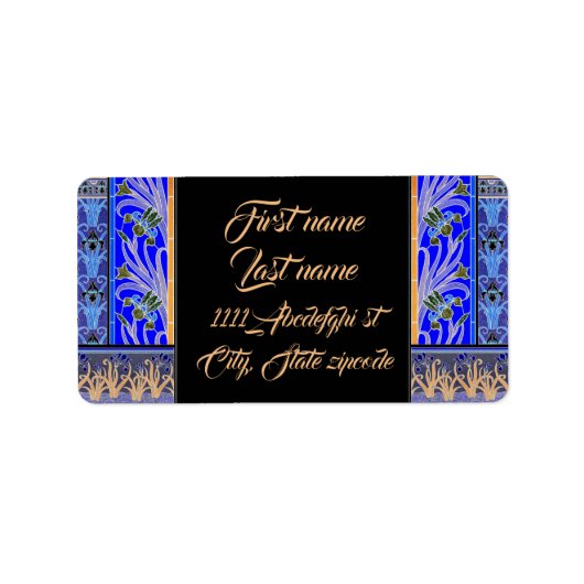 Art nouveau iris flower elegant  floral etiket (Voorkant)