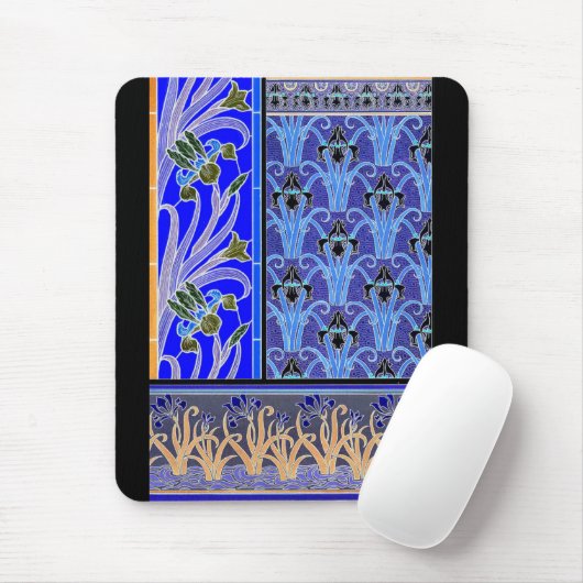 Art nouveau iris flower elegant  floral muismat (Met muis)