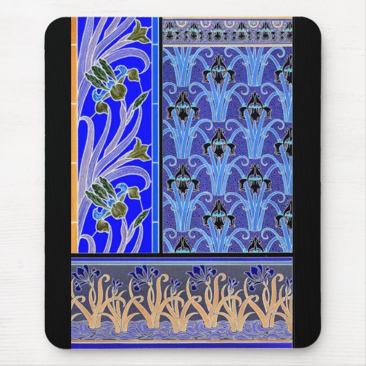 Art nouveau iris flower elegant  floral muismat (Voorkant)