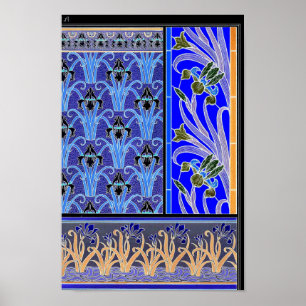 Art nouveau iris flower elegant floral poster