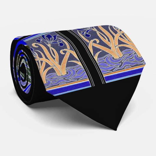 Art nouveau iris flower elegant  floral stropdas (Opgerold)