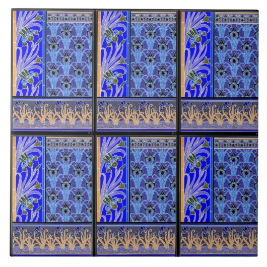 Art nouveau iris flower elegant floral tegeltje (Voorkant)
