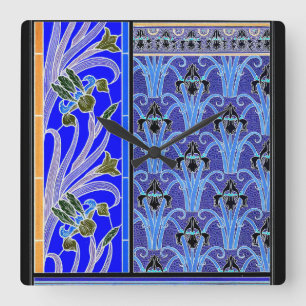 Art nouveau iris flower elegant  floral vierkante klok