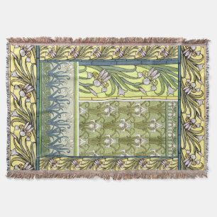 Art Nouveau Iris Flowers Floral Garden Throw Deken