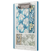 Art nouveau iris lelie bloementextiel art blauw klembord (Links)