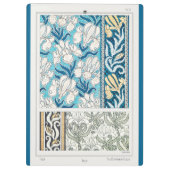 Art nouveau iris lelie bloementextiel art blauw klembord (Achterkant)