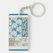 Art nouveau iris lily floral textiel art sleutelha sleutelhanger (achterkant)