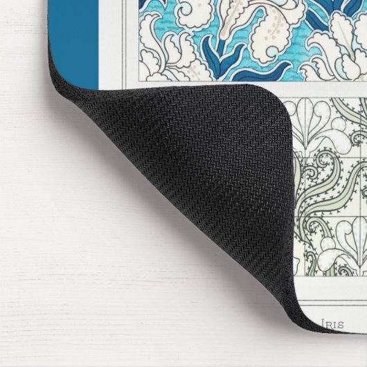 Art nouveau iris lily floral textiel muis pad muismat (Hoek)