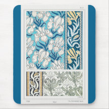 Art nouveau iris lily floral textiel muis pad