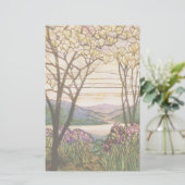 Art Nouveau Iris Magnolia Flower Floral Stationery Briefpapier (Staand voorkant)