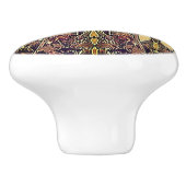 Art nouveau iris patroon gouden bruine rode elegan keramische knop (Zijkant)