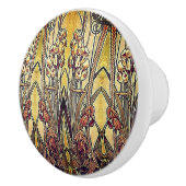 Art nouveau iris patroon gouden bruine rode elegan keramische knop (Rechts)