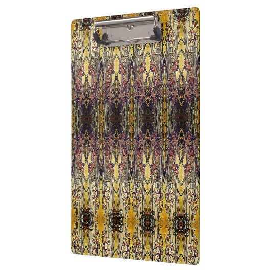 Art nouveau iris patroon gouden bruine rode elegan klembord (Links)