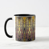 Art nouveau iris patroon gouden bruine rode elegan mok (Links)
