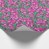 Art Nouveau Iris Print, Fuchsia Pink en Wijn Cadeaupapier (Hoek)
