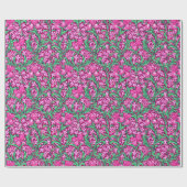 Art Nouveau Iris Print, Fuchsia Pink en Wijn Cadeaupapier (Vlak)