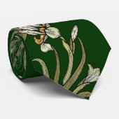 Art Nouveau Iris stropdas - groene achtergrond (Opgerold)