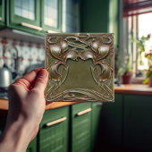 Art Nouveau Iris Symmetrische Floral Wall Art Tegeltje