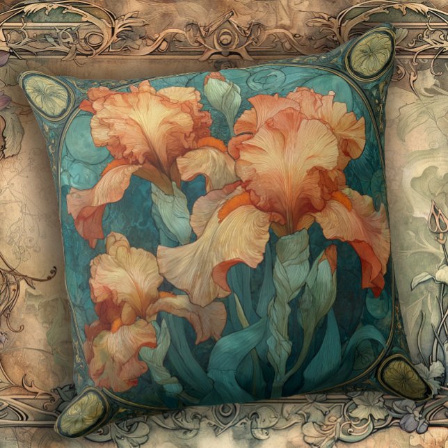 Art Nouveau Iris Verleiding  Kussen (Creator heeft geüpload)