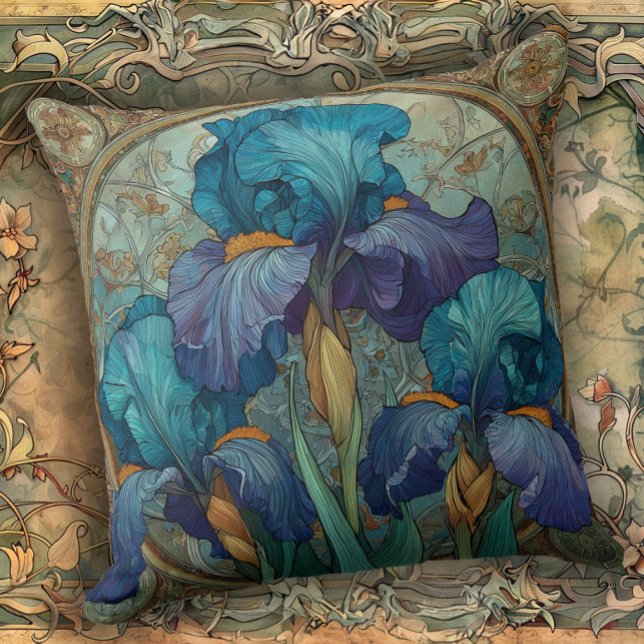 Art Nouveau Iris Verleiding  Kussen (Creator heeft geüpload)