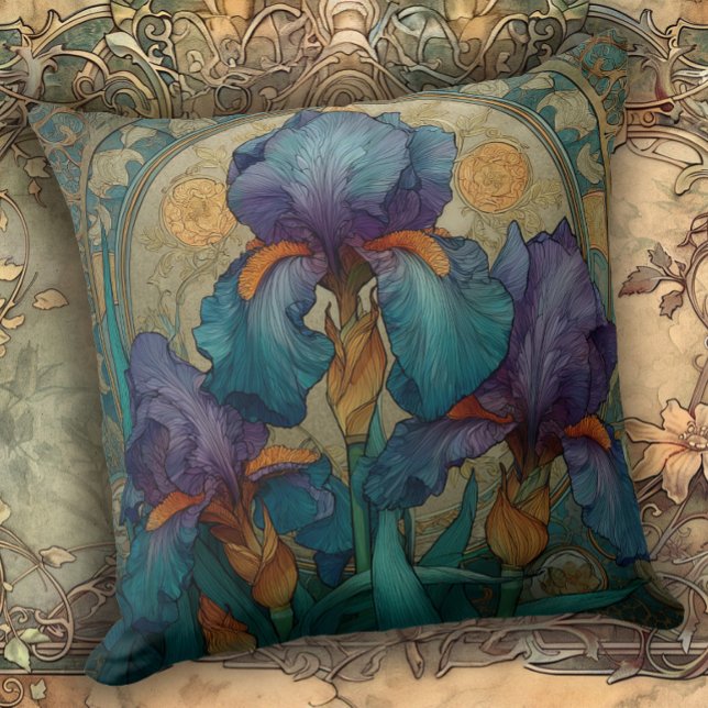 Art Nouveau Iris Verleiding Kussen (Creator heeft geüpload)