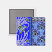 Art nouveau irisbloem elegante verneuil blauw zwar magneet (Voorkant / Achterkant)