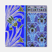 Art nouveau irisbloem elegante verneuil blauw zwar magneet (Voorkant)