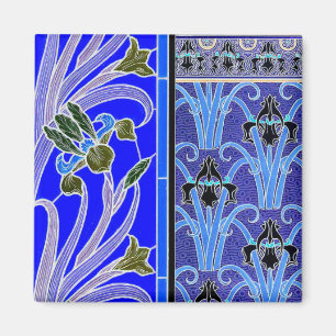 Art nouveau irisbloem elegante verneuil blauw zwar magneet