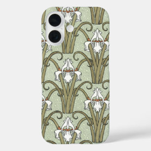Art Nouveau irisbloemen in een tuin in vintage sti iPhone 16 Hoesje