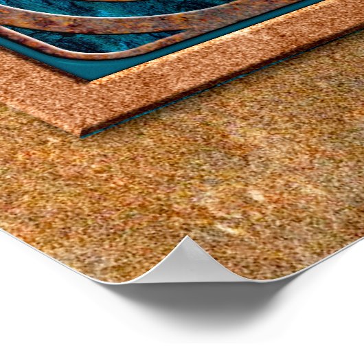 Art Nouveau Irises in een Coppery Mucha-Lijst Poster (Hoek)