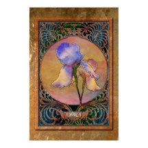 Art Nouveau Irises in een Coppery Mucha-Lijst