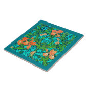 Art Nouveau Irises, Oranje en Turquoise Tegeltje (Zijkant)