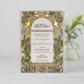 Art Nouveau Islamitische Bruiloft Gouden Accenten Folie Uitnodiging (Staand Voorkant)
