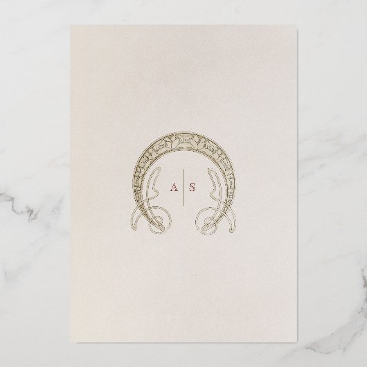 Art Nouveau Islamitische Trouwgouden Accenten Folie Uitnodiging (Achterkant)