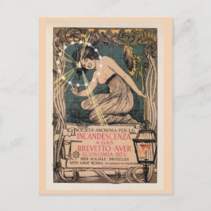 art nouveau Italiaans gaslicht en Briefkaart