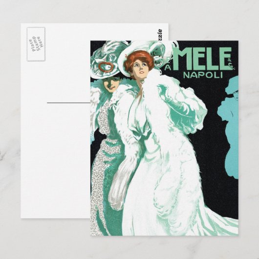  Art Nouveau, Italiaanse Mode, Fancy vrouwen Briefkaart (Voorkant / Achterkant)