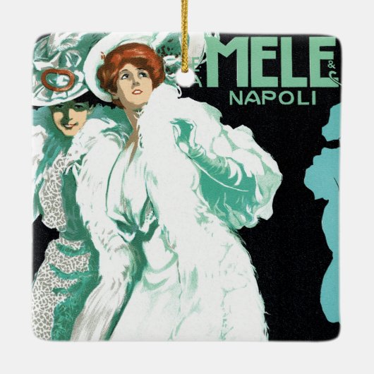 Art Nouveau, Italiaanse Mode, Fancy vrouwen Keramisch Ornament (Achterkant)