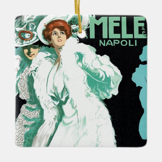  Art Nouveau, Italiaanse Mode, Fancy vrouwen Keramisch Ornament (Voorkant)