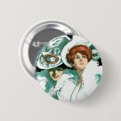 Art Nouveau, Italiaanse Mode, Fancy vrouwen Ronde Button 5,7 Cm (Voorkant /achterkant)