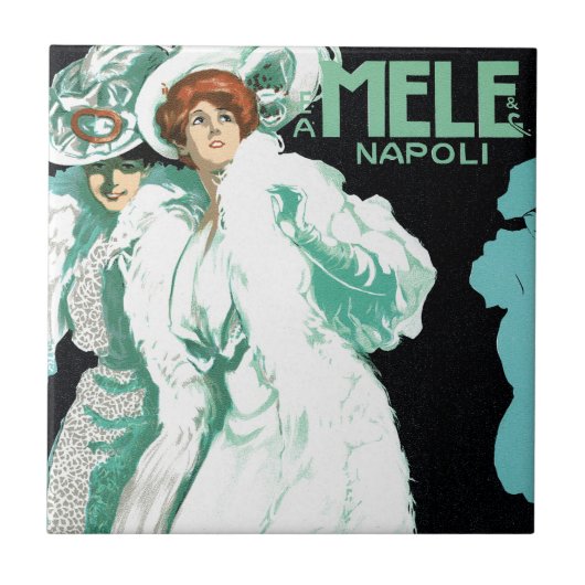  Art Nouveau, Italiaanse Mode, Fancy vrouwen Tegeltje (Voorkant)