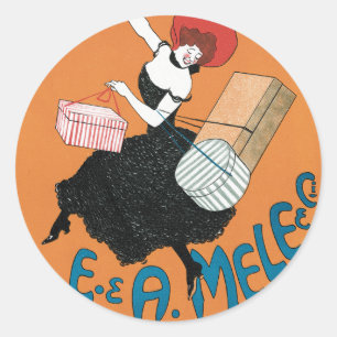  Art Nouveau, Italiaanse Mode voor vrouwen Ronde Sticker