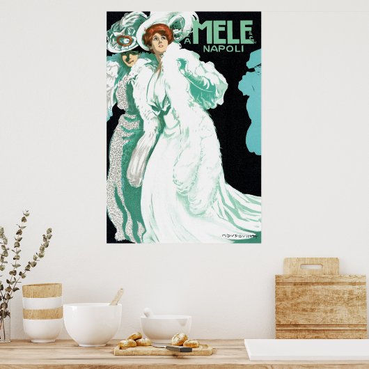  Art Nouveau, Italië Mode en Fancy vrouwen Poster (Keuken)