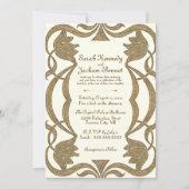  Art Nouveau Ivoor en Goud Elegante Huwelijk Kaart (Voorkant)